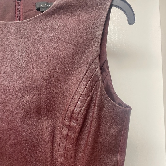 THEORY BURGUNDY LAMB LEATHER FRAYLAN DRESS ZIPPERS EUC - Picture 7 of 14
